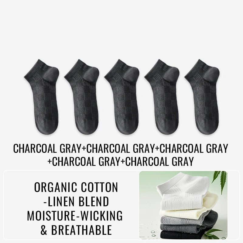 Premium Hemp Cotton Socks - Antibacterial Moisture-Wicking Athletic Socks - 5 pairs
