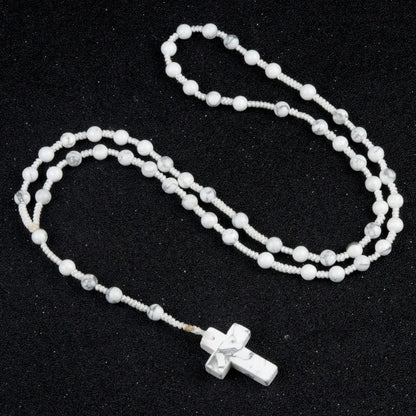 Healing Crystal Cross Pendant - Natural Gemstone Reiki Chakra Necklace for Spiritual Protection