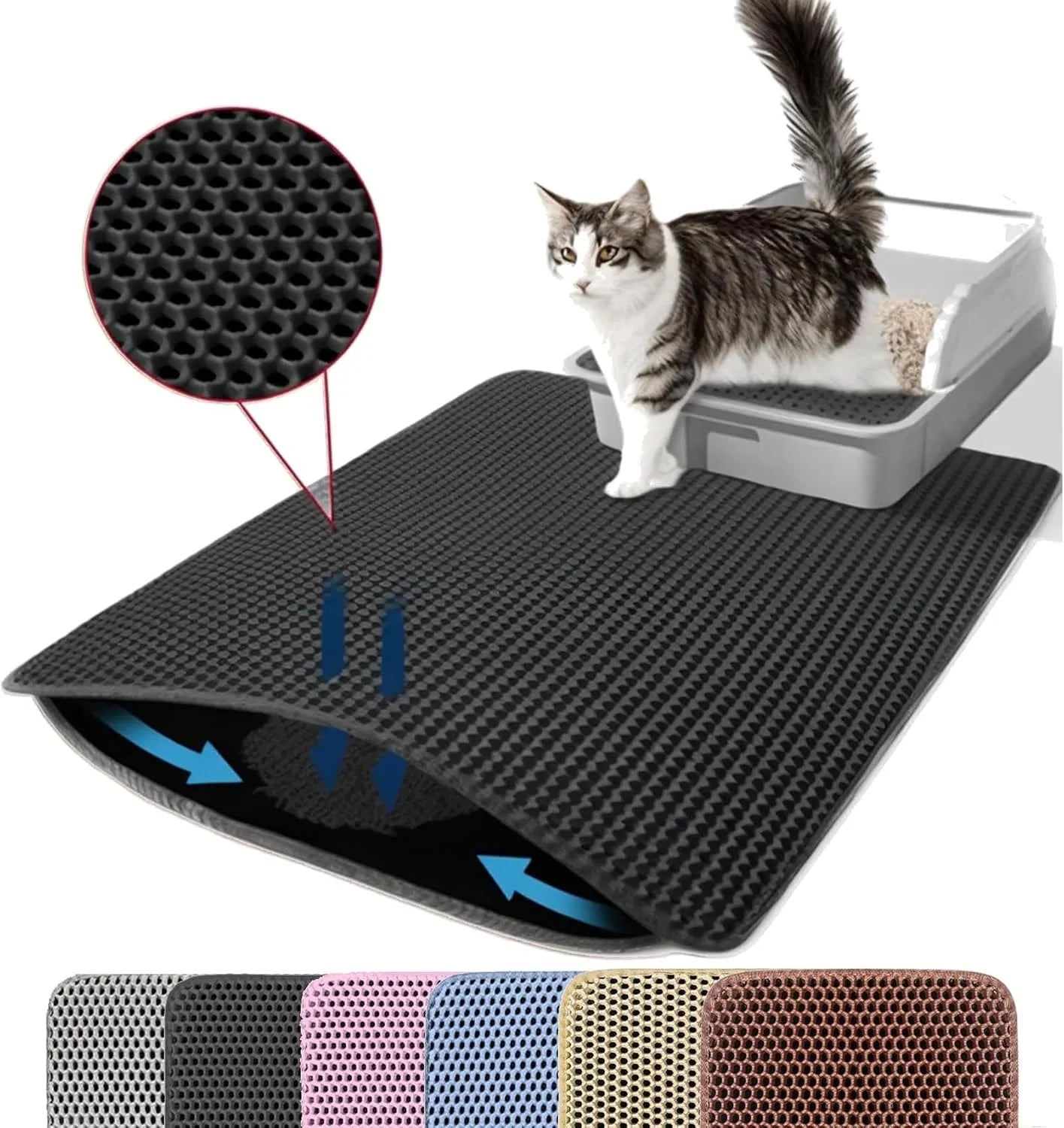 Double Layer Honeycomb Cat Litter Mat - Waterproof Trapper | Large Non-Slip