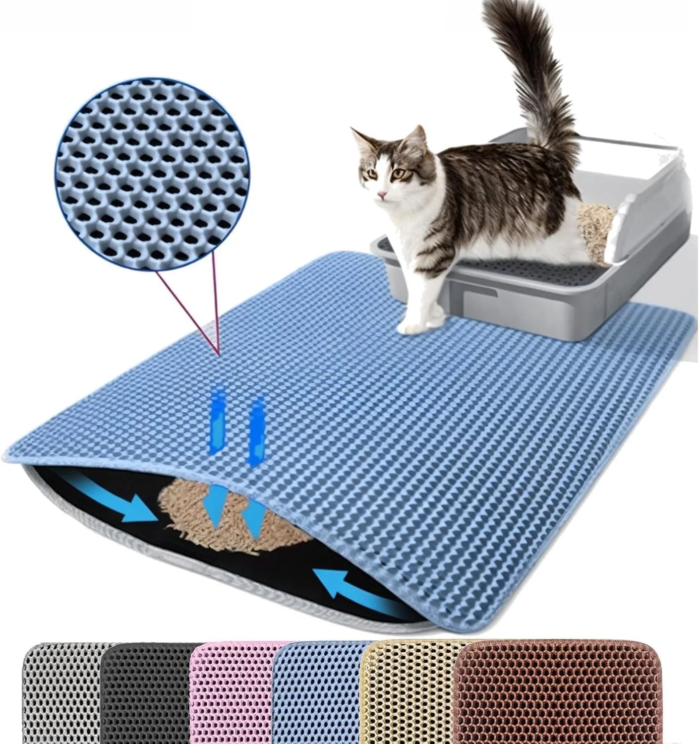 Double Layer Honeycomb Cat Litter Mat - Waterproof Trapper | Large Non-Slip