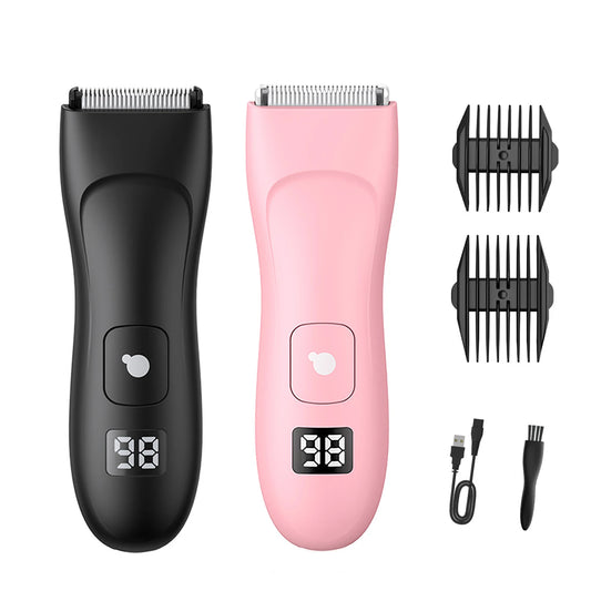 Electric Body Hair Trimmer - Rechargeable Bikini Razor with LED Display for Men & Women