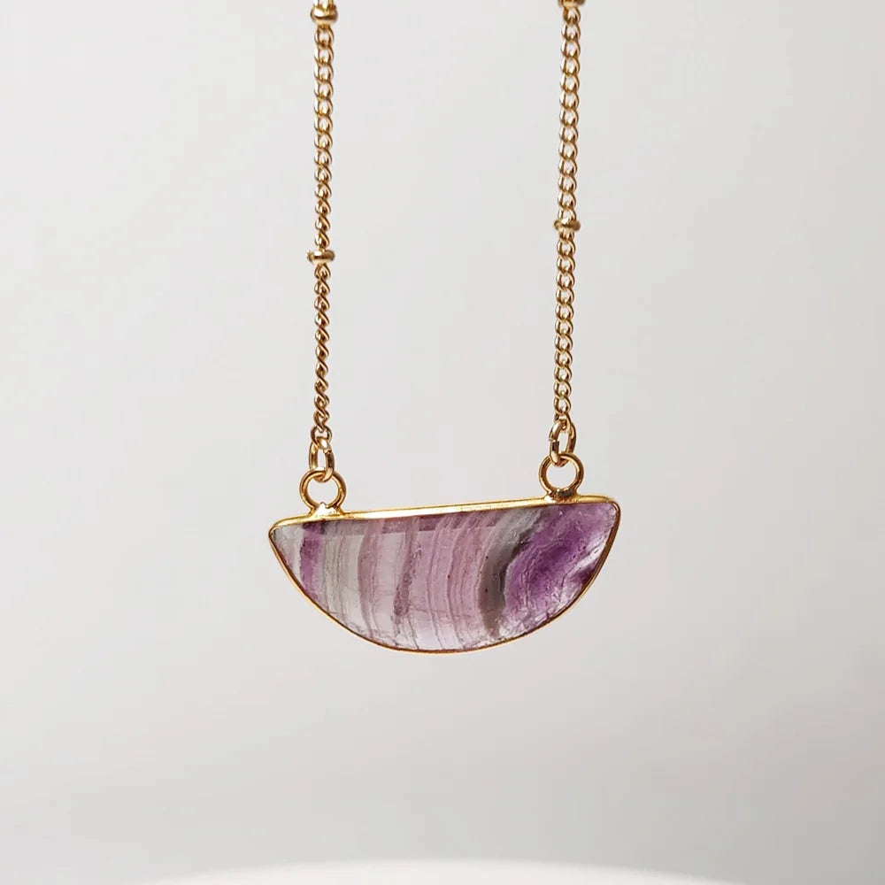 CrystalHeart™ - Natural Crystal Heart Necklace | 5 Healing Stones with Copper Satellite Chain