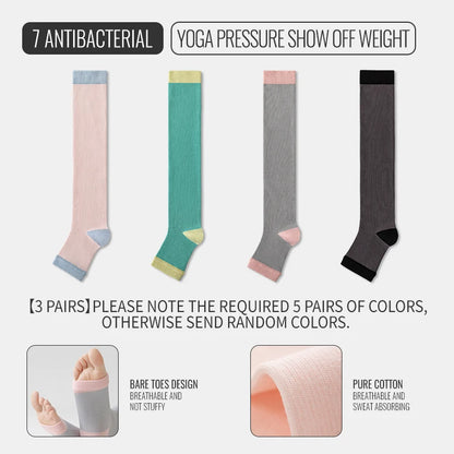 FlexiFlow™ Compression Socks – Open Toe Support for Yoga, Sports & Recovery