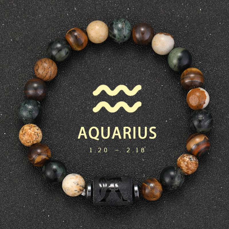 Natural Stone Zodiac Bracelets - Healing Crystal Jewelry for All 12 Signs | Couples & Friendship Gifts