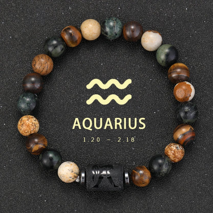 Natural Stone Zodiac Bracelets - Healing Crystal Jewelry for All 12 Signs | Couples & Friendship Gifts
