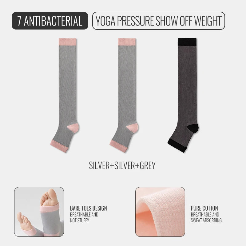 FlexiFlow™ Compression Socks – Open Toe Support for Yoga, Sports & Recovery