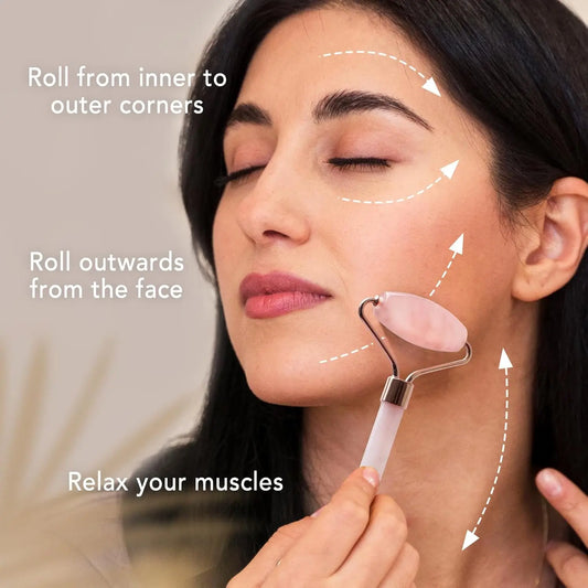 Rose Quartz Face Roller & Gua Sha Set - Natural Facial Massage Tool for Anti-Aging & Self-Love