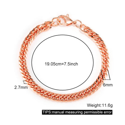 Pure Solid Copper Bracelet & Chain — Cuban Link 6mm | Adjustable 7"–22"