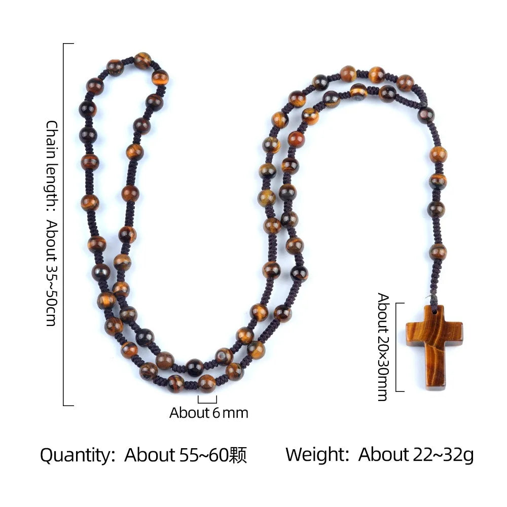 Healing Crystal Cross Pendant - Natural Gemstone Reiki Chakra Necklace for Spiritual Protection