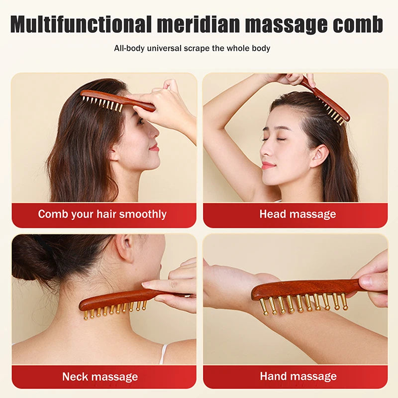 AuraComb™ - Bioenergetic Wood & Copper Comb | Wellness & Meridian Therapy