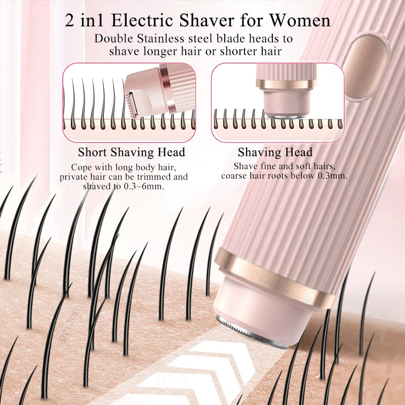 Painless Electric Bikini Trimmer & Facial Hair Remover - Portable Rechargeable Epilator for Women
