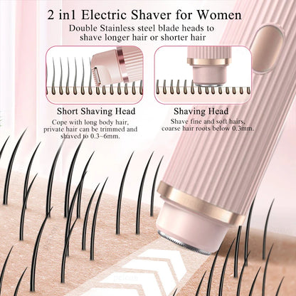 Painless Electric Bikini Trimmer & Facial Hair Remover - Portable Rechargeable Epilator for Women