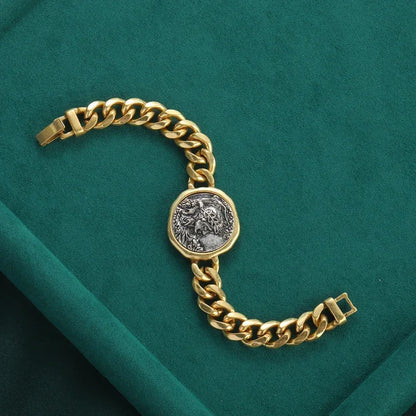 CoinLegacy™ - Ancient Coin Copper Bracelet | Vintage Gold Statement Jewelry