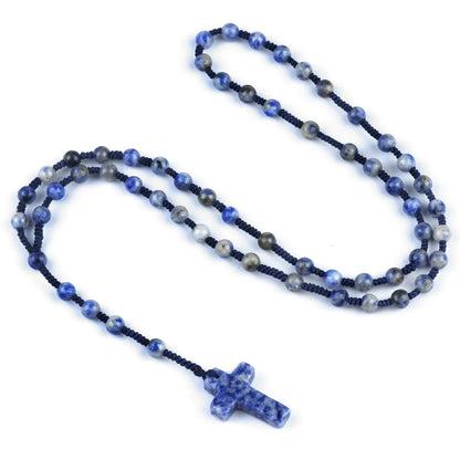 Healing Crystal Cross Pendant - Natural Gemstone Reiki Chakra Necklace for Spiritual Protection