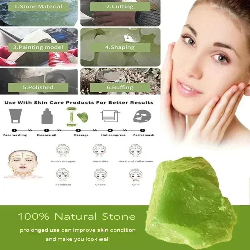 Natural Jade Roller & Gua Sha Set - Facial Massage Tool for Balance & Inner Harmony