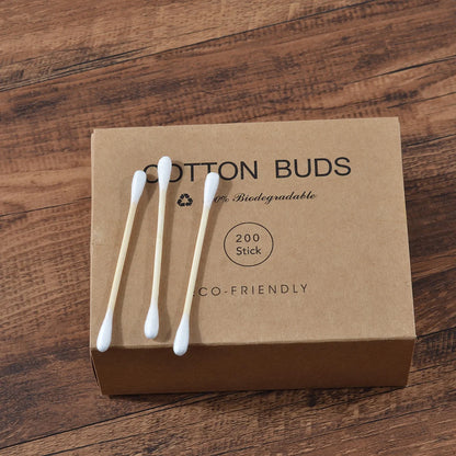 Eco Bamboo Cotton Buds - 200 Pack Double Head Sustainable Plastic-Free