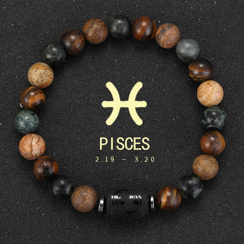Natural Stone Zodiac Bracelets - Healing Crystal Jewelry for All 12 Signs | Couples & Friendship Gifts