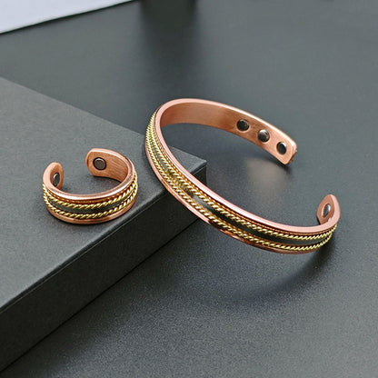 Vintage Copper Magnetic Bracelet & Ring Set | Arthritis Relief | Gaia Waves