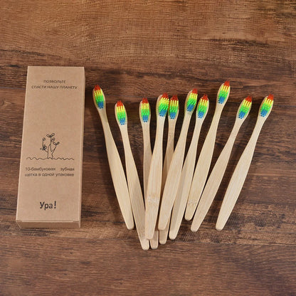 EcoSmile - 10pcs Natural Bamboo Toothbrush Set Colorful