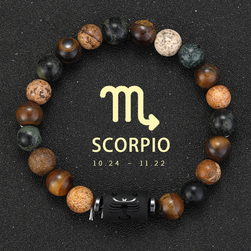Natural Stone Zodiac Bracelets - Healing Crystal Jewelry for All 12 Signs | Couples & Friendship Gifts