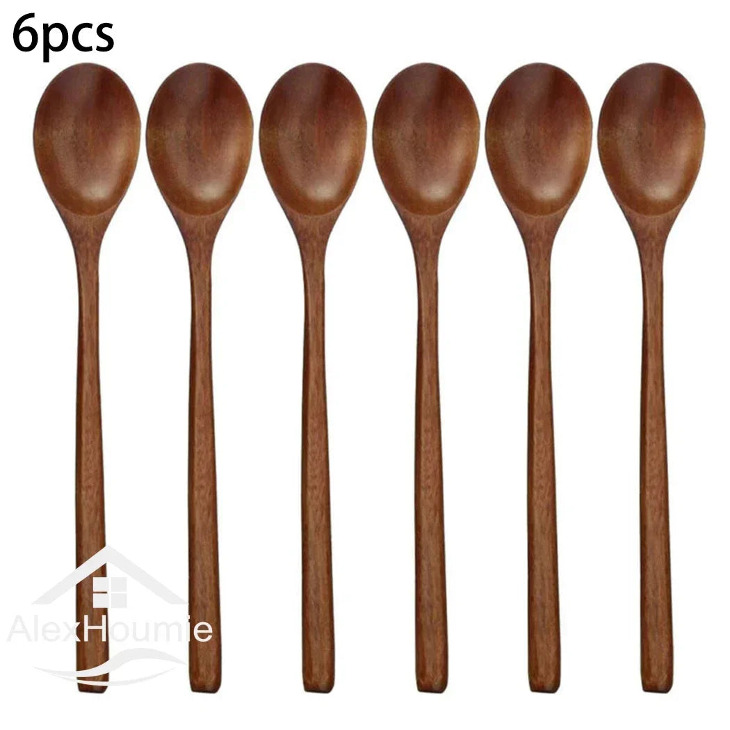 BambooEssence™ - Natural Bamboo Wooden Spoons Set | 6-Piece Korean Style for Eco-Conscious Kitchen