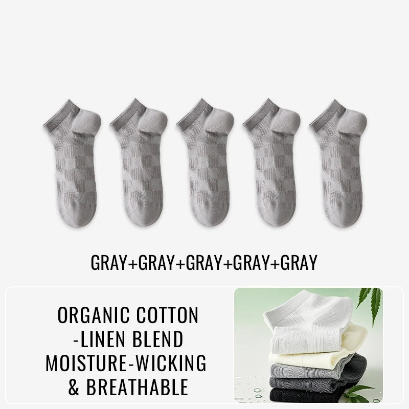 Premium Hemp Cotton Socks - Antibacterial Moisture-Wicking Athletic Socks - 5 pairs