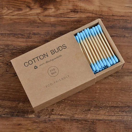 Eco Bamboo Cotton Buds - 200 Pack Double Head Sustainable Plastic-Free