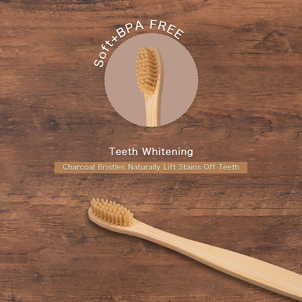 EcoSmile - 10pcs Natural Bamboo Toothbrush Set Colorful