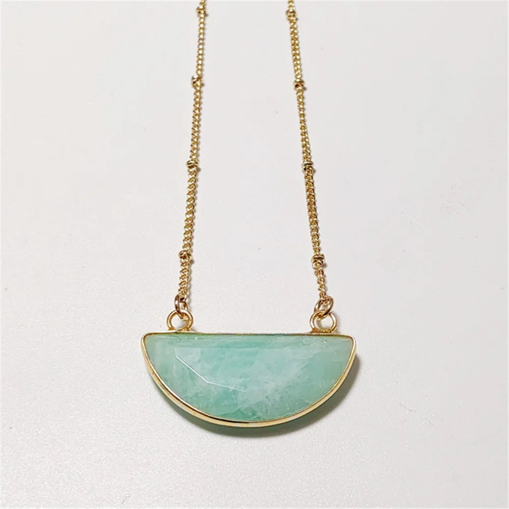 CrystalHeart™ - Natural Crystal Heart Necklace | 5 Healing Stones with Copper Satellite Chain