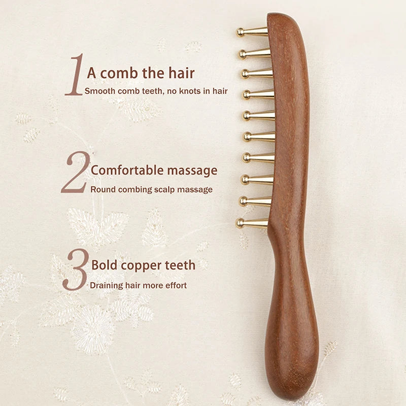 AuraComb™ - Bioenergetic Wood & Copper Comb | Wellness & Meridian Therapy