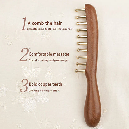 AuraComb™ - Bioenergetic Wood & Copper Comb | Wellness & Meridian Therapy
