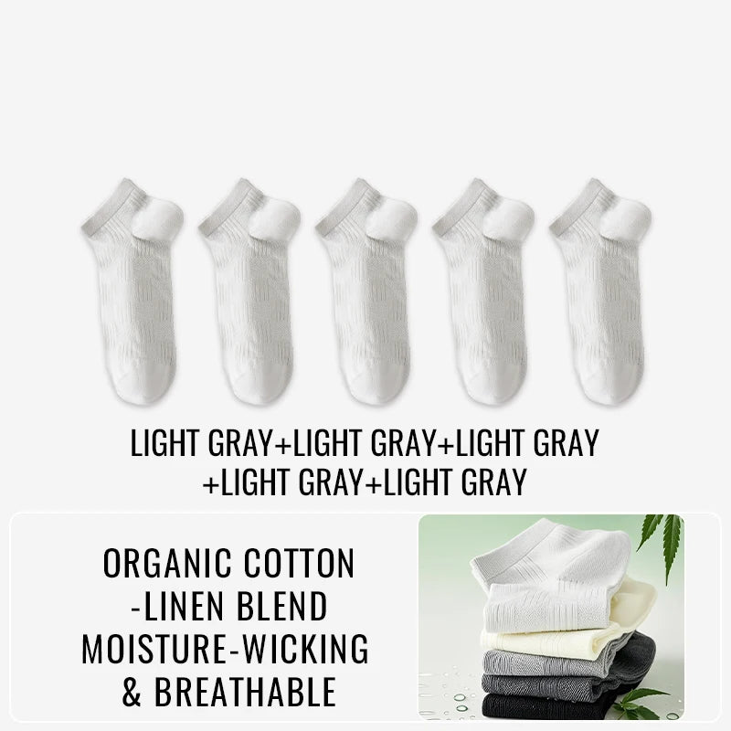 Premium Hemp Cotton Socks - Antibacterial Moisture-Wicking Athletic Socks - 5 pairs