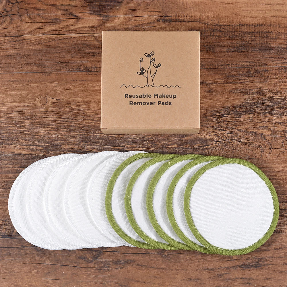Eco Bamboo Makeup Remover Pads - 10 Pack Reusable Sustainable Cotton Rounds