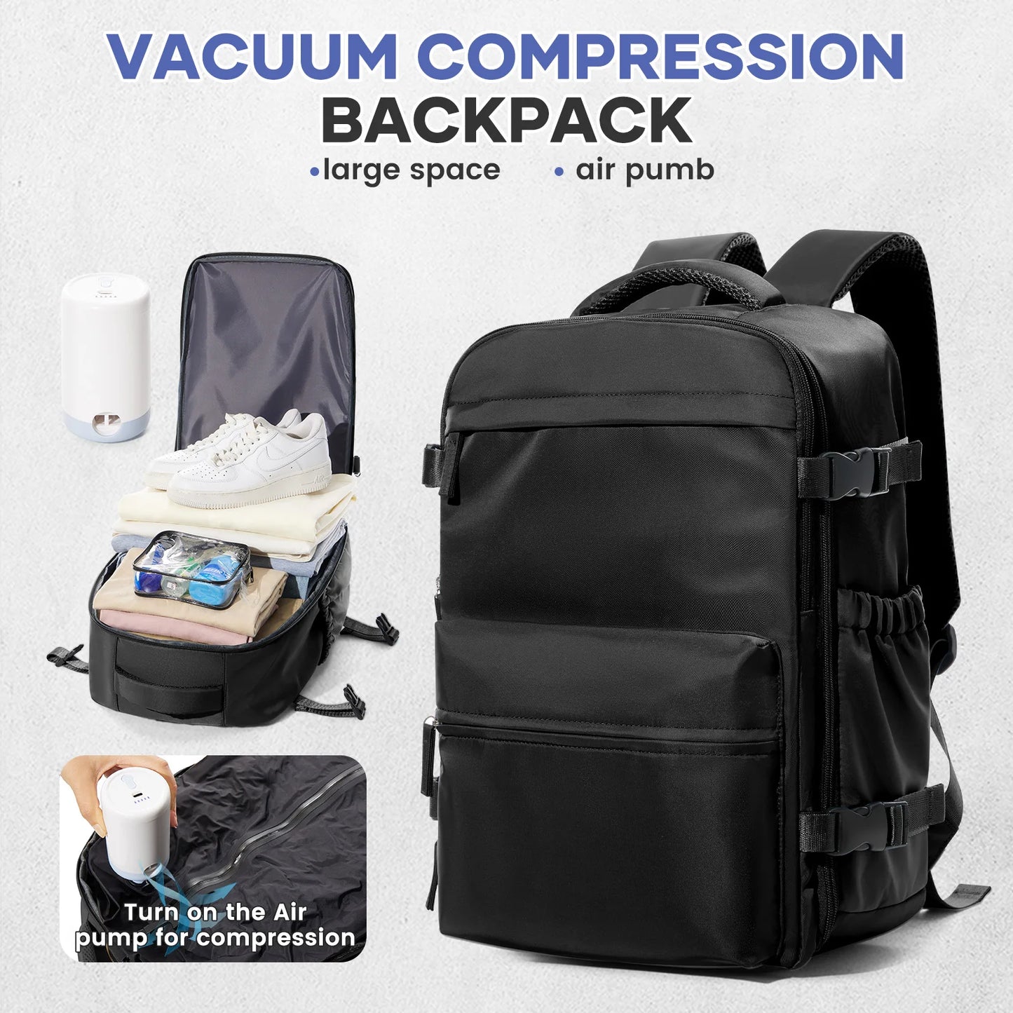 Luxury Compression Travel Backpack – Premium Design + Pump Included