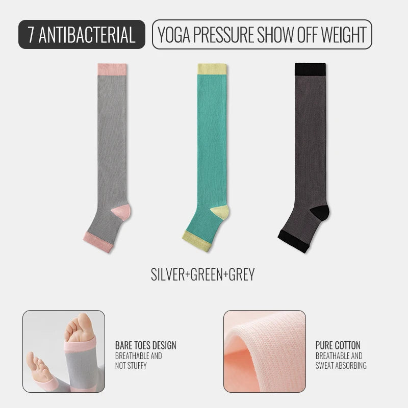 FlexiFlow™ Compression Socks – Open Toe Support for Yoga, Sports & Recovery