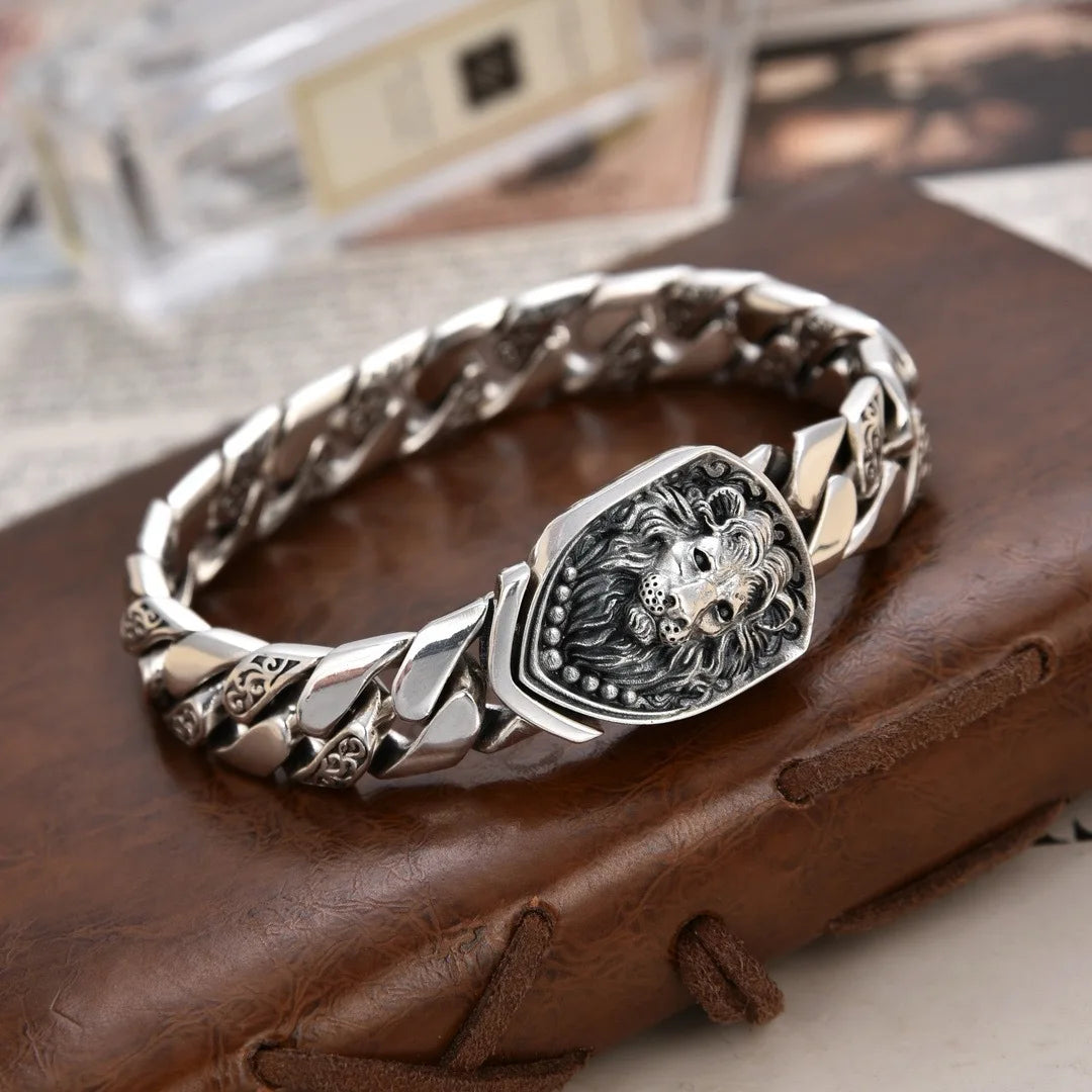925 Sterling Silver Vintage Cuban Link Bracelet | Classic & Lion