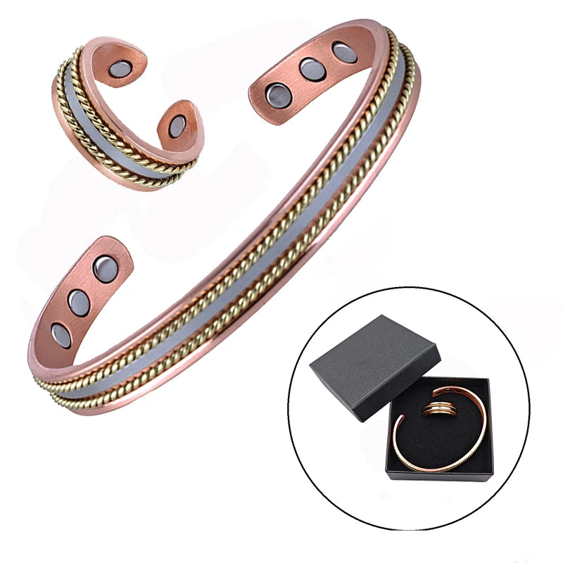 Vintage Copper Magnetic Bracelet & Ring Set | Arthritis Relief | Gaia Waves