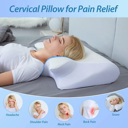 Premium Cervical Memory Foam Pillow - Ergonomic Neck Support for Pain Relief & Better Sleep