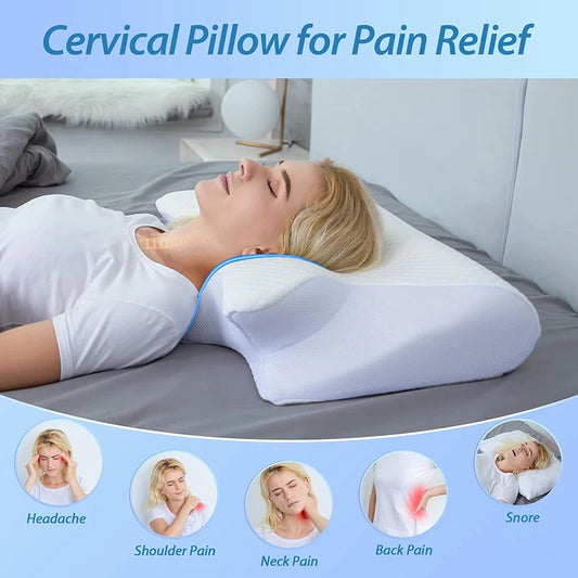 Premium Cervical Memory Foam Pillow - Ergonomic Neck Support for Pain Relief & Better Sleep