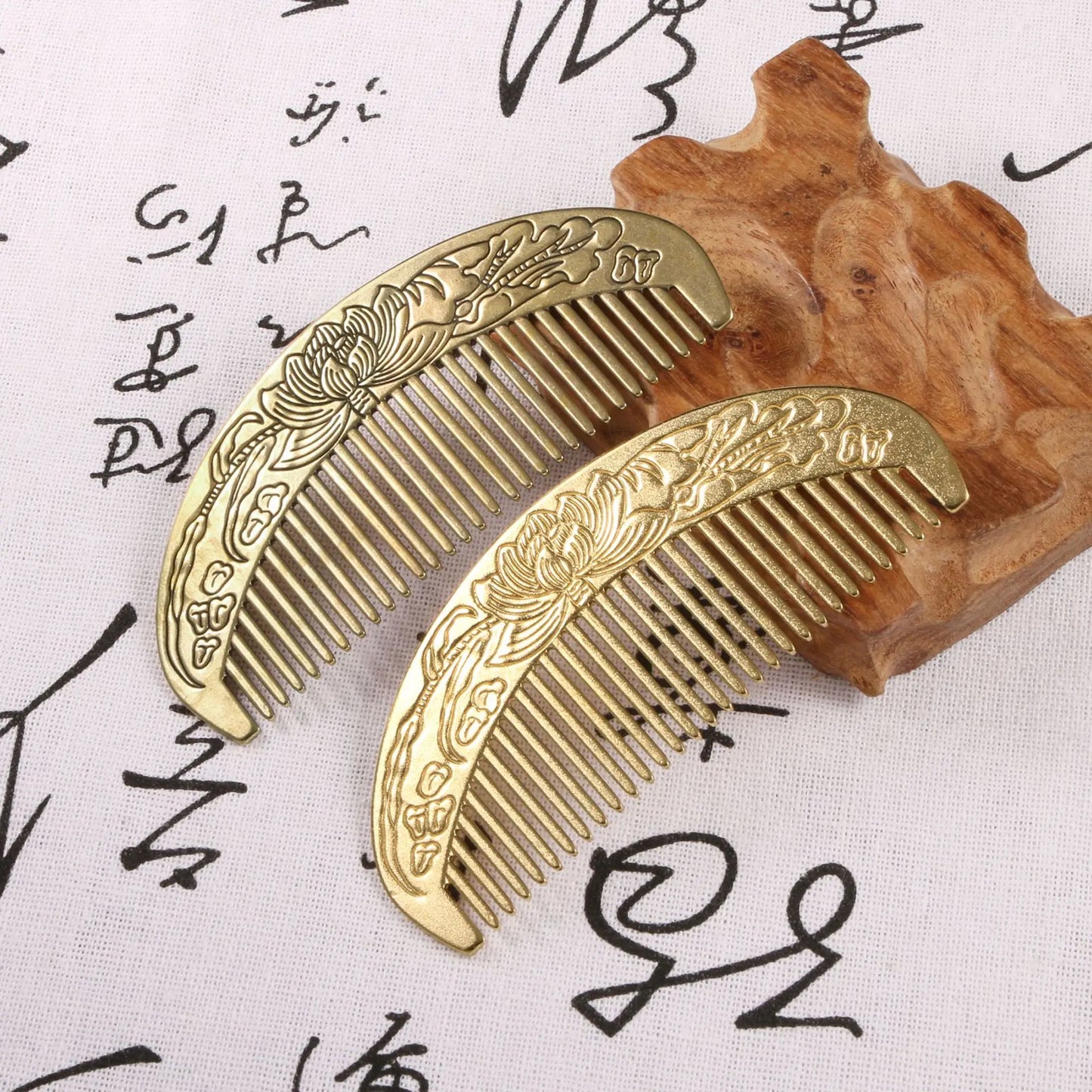 Brass Lotus Pattern Comb | Energetic Massage and Wellness - LotusArt™