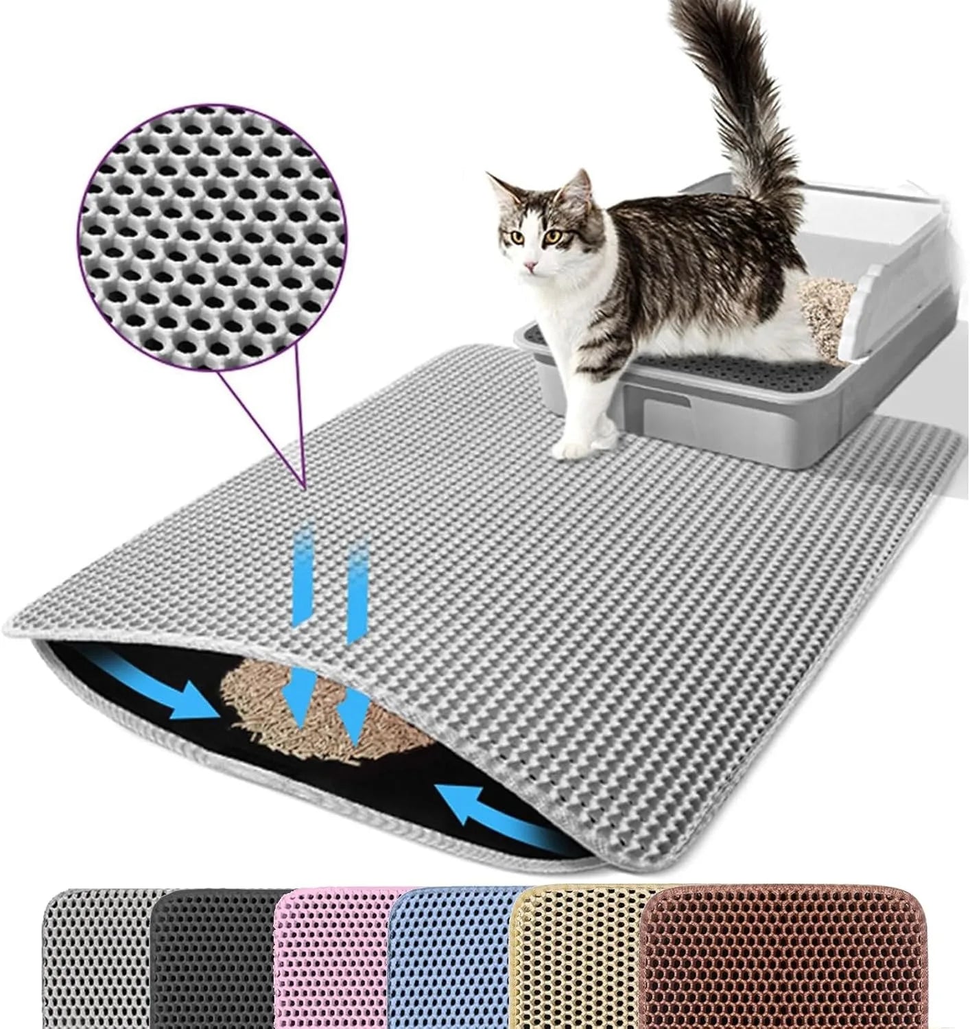 Double Layer Honeycomb Cat Litter Mat - Waterproof Trapper | Large Non-Slip