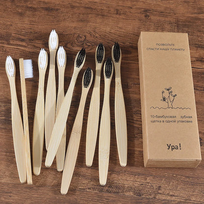 EcoSmile - 10pcs Natural Bamboo Toothbrush Set Colorful