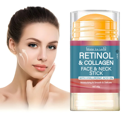 Retinol & Collagen Face Stick - Anti-Aging Firming Cream with Hyaluronic Acid for Wrinkles & Glow