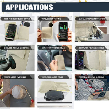 Premium EMF Protection Fabric - Faraday RFID Shielding Cloth for WiFi/RF Radiation Blocking