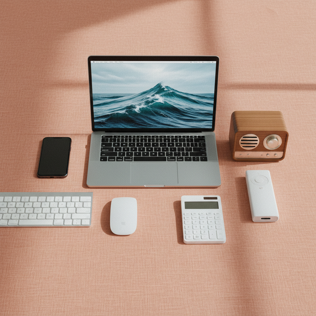 Devices flat lay